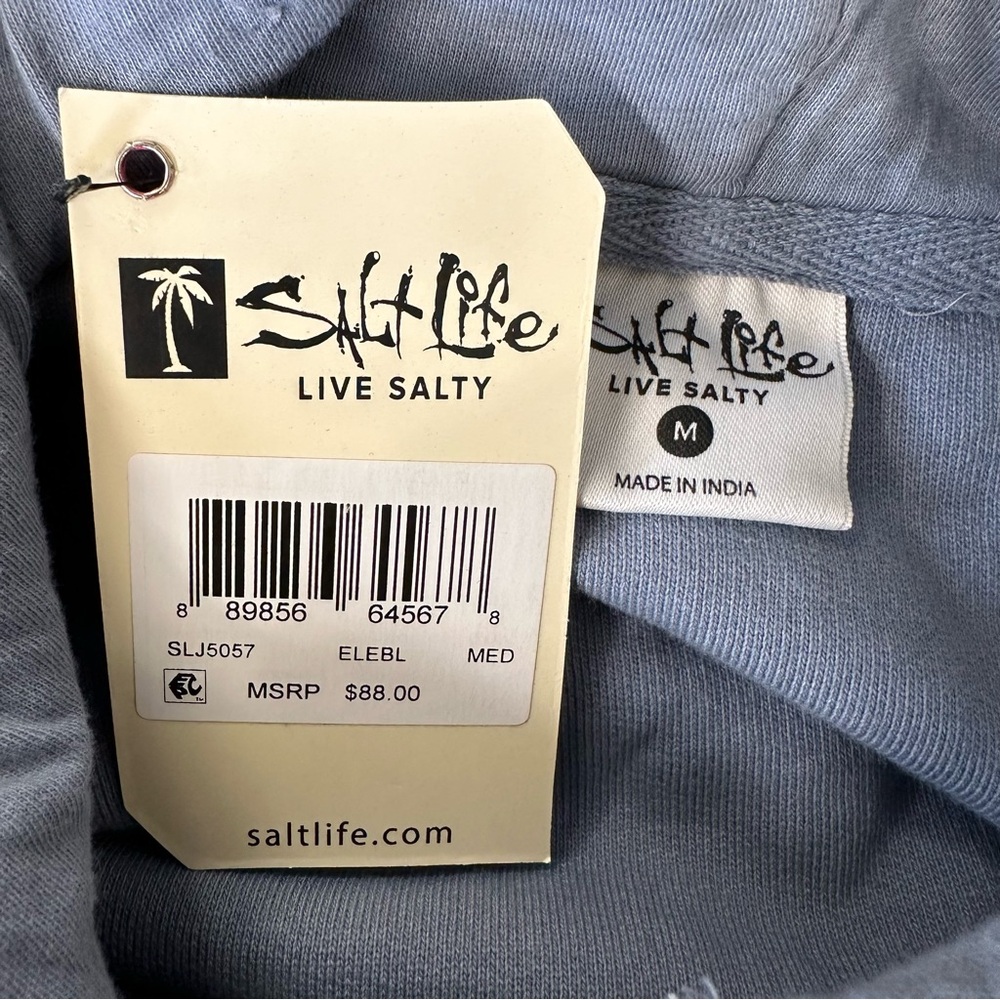 NWT Salt Life Shacket Hoodie Jacket Blue Button Front Women’s Size Medium *Flaw - Picture 5 of 6